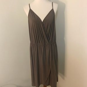 Boohoo size 16 slinky dress in khaki, thin straps